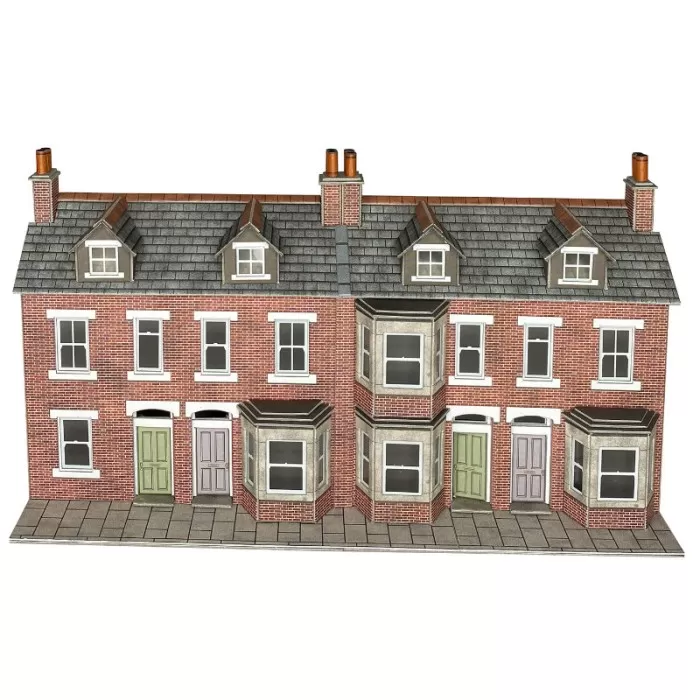 Low Relief Terraced House Fronts - Red Brick OO  Metcalfe PO302