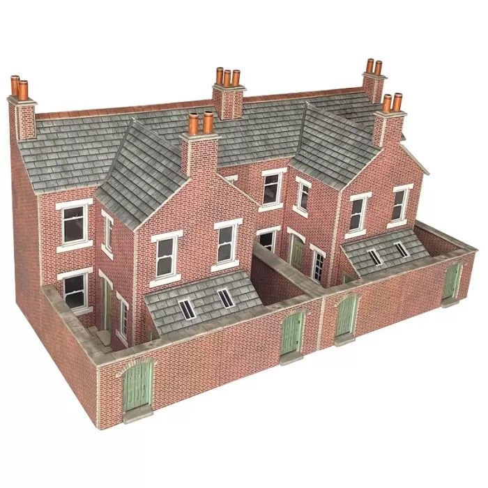 Low Relief Terraced House Backs - Red Brick OO  Metcalfe PO304