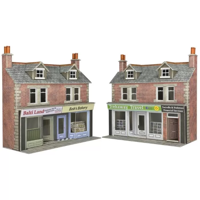 Low Relief Terraced Shop Fronts - Red Brick OO Metcalfe PO306