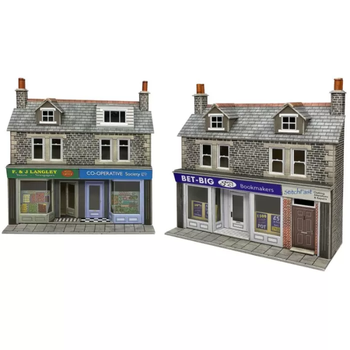 Low Relief Terraced Shop Fronts - Stone OO Metcalfe PO307