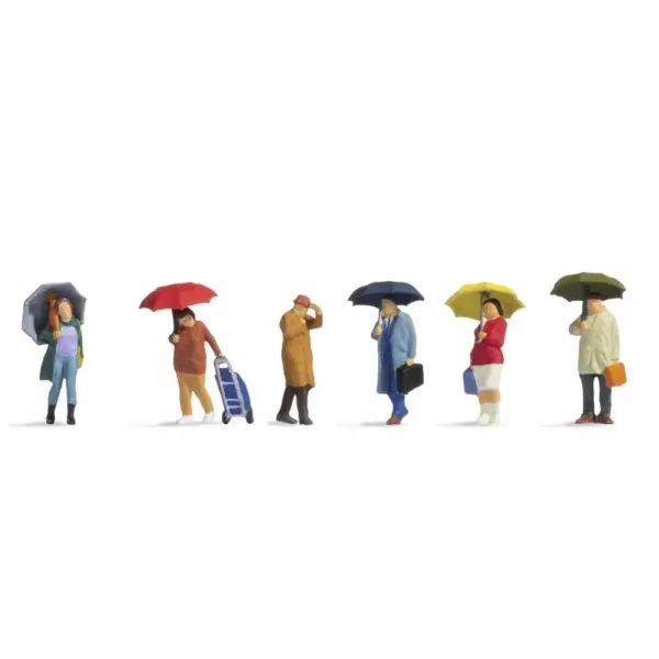 People in the Rain with umbrellas OO 15523