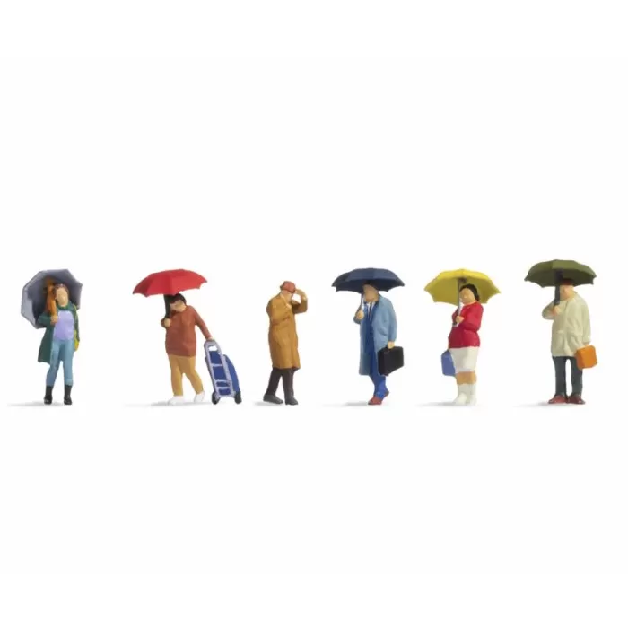 People in the Rain with umbrellas OO 15523