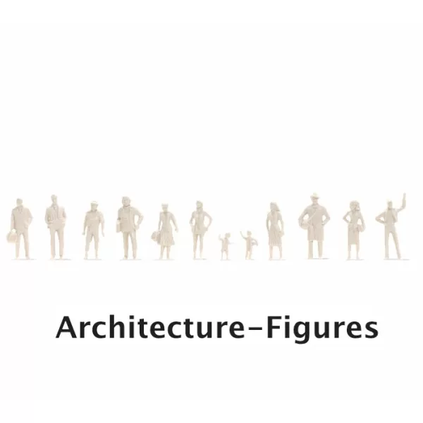 White Architecture Figures Standing People  Scale 1:100
