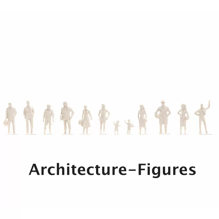White Architecture Figures Standing People  Scale 1:100