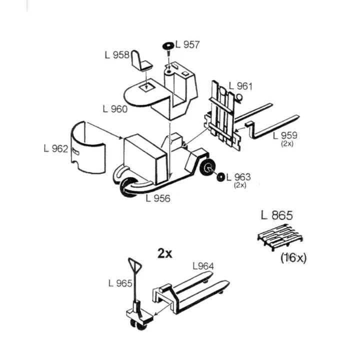 Pallet-lift Forklift and Pallets OO